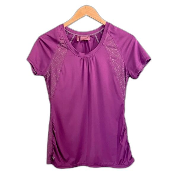 Athleta Ruched Activewear Tee Beet Purple Women’s Size Small Workout Athleisure - Picture 10 of 10